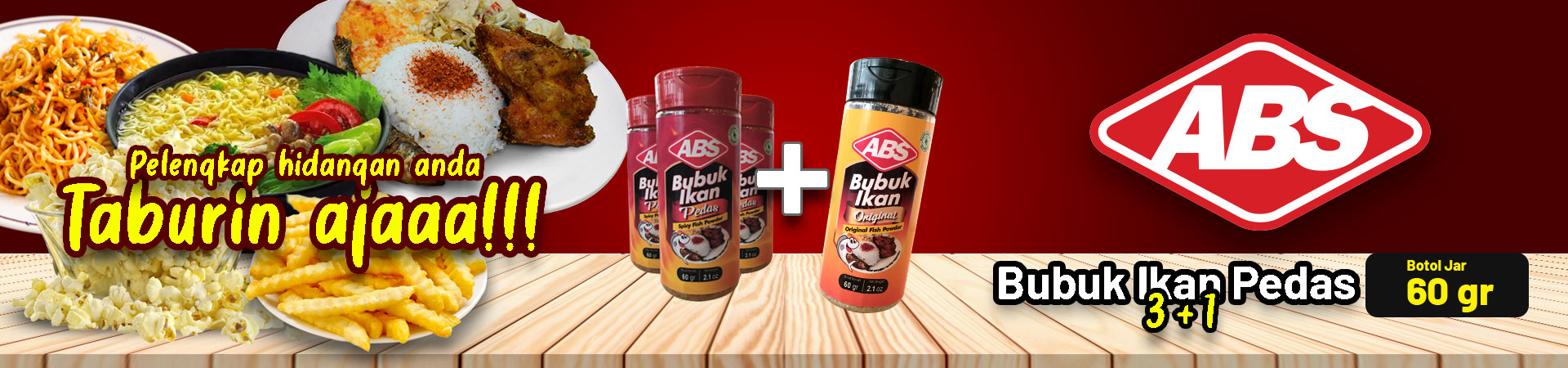 ABS Bubuk Ikan Pedas Jar 60g 3+1 Original
